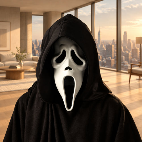 Mens Ghost Face Mask as Seen in the Movie Scream, White, One Size Fits Most US