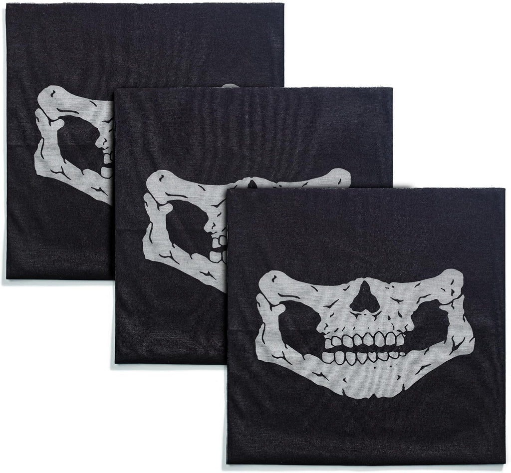 3 Pack Skull Balaclava Face Mask, Black Motorcycle Ski Half Mask