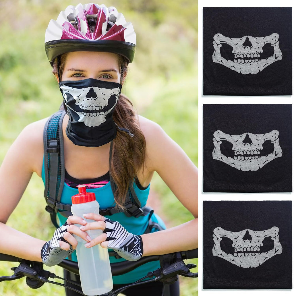 3 Pack Skull Balaclava Face Mask, Black Motorcycle Ski Half Mask